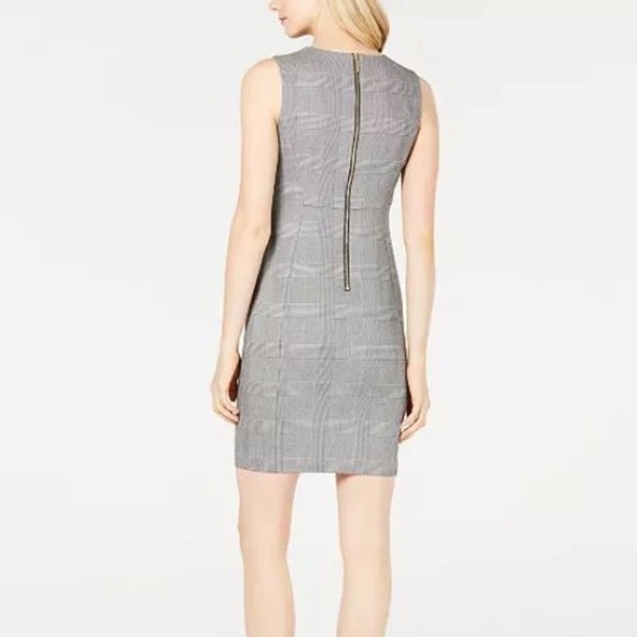 Calvin Klein Grey Black White Plaid Sleeveless Sheath Business Dress NWT 0P - Picture 5 of 6